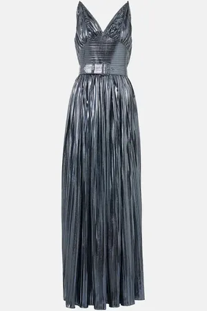 RODARTE Pleated belted lame gown
