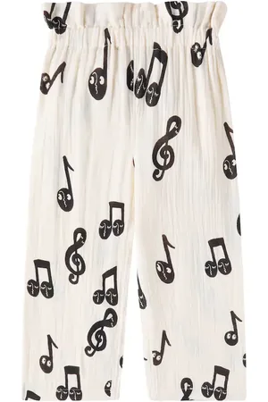 Mini Rodini Notes cotton muslin straight pants