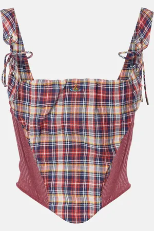 Vivienne Westwood Puppy tartan linen and cotton corset