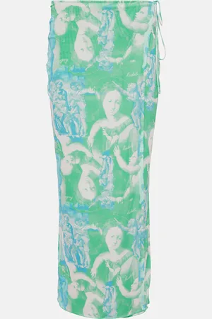 ROTATE Printed mesh wrap skirt