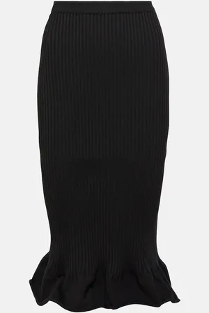 Khaite Sapphi ribbed-knit wool-blend midi skirt