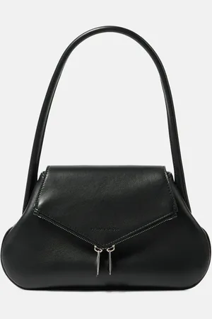 Amina Muaddi Gemini Flat leather shoulder bag