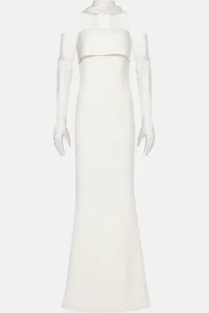 Safiyaa Roshana sash crepe gown with gloves
