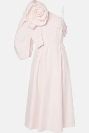 Dorothee Schumacher Floral-applique asymmetric poplin midi dress