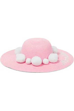 MONNALISA Pom pom embellished raffia hat