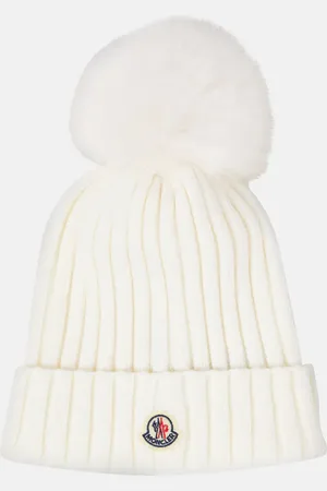 Moncler Logo faux fur-trimmed wool beanie