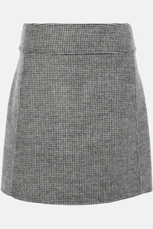 Max Mara Stone houndstooth wool and mohair-blend miniskirt
