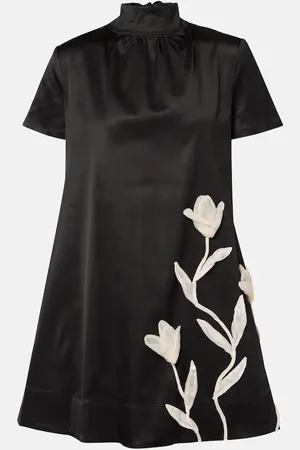 Staud Ilana floral-applique satin minidress