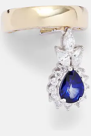 Yeprem Whisper Ear 18kt ear cuff with diamonds and sapphire