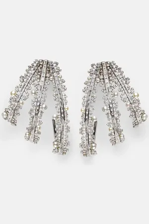 Ananya Scatter 18kt white gold hoop earrings with pearls and diamonds