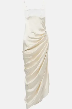 Jacquemus La Saudade Brodee satin slip dress