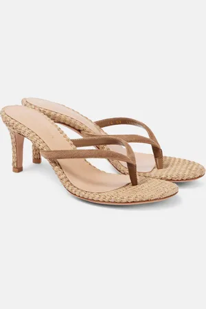 Gianvito Rossi 70 raffia and suede mules