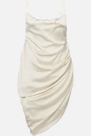 Jacquemus La Saudade Brodee satin slip dress