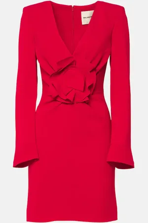 Roland Mouret Floral-applique draped cady minidress