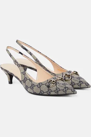 Gucci Horsebit GG canvas slingback pumps