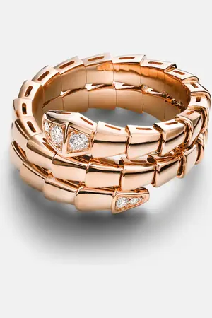 Bvlgari Serpenti Viper 18kt rose gold ring with diamonds