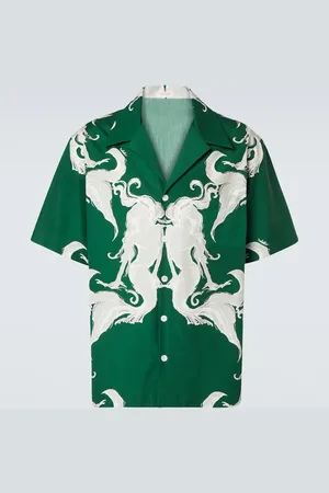 VALENTINO Printed cotton poplin bowling shirt