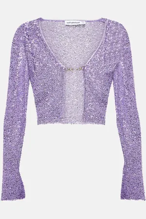 Self-Portrait Sequined cropped cardigan