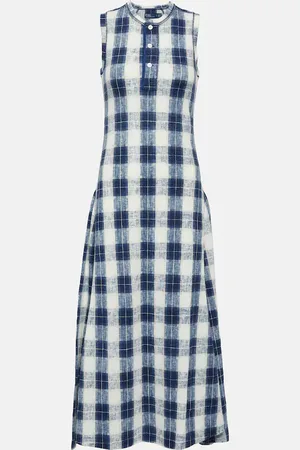 Ralph Lauren Plaid cotton jersey maxi dress
