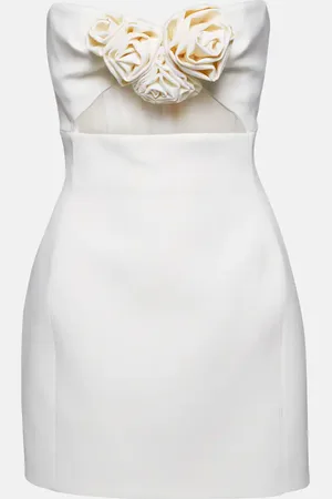 MAGDA BUTRYM Floral-applique wool bustier dress