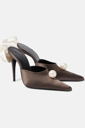 MAGDA BUTRYM Floral-applique satin mules