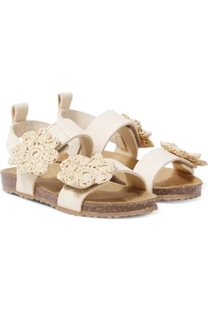 PèPè Floral-applique leather sandals