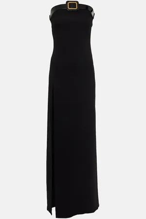 Tom Ford Buckle-detail strapless sable gown