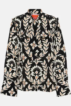 La DoubleJ Ascot printed crepe de chine blouse