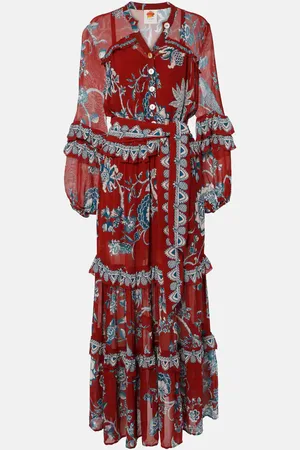 Farm Rio Tropical Landing ruffled maxi dress