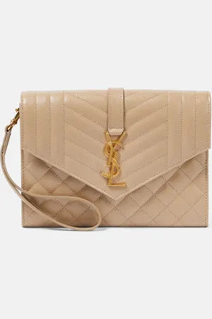 Saint Laurent Envelope matelasse leather clutch