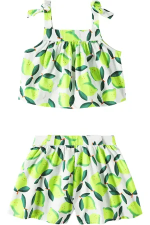 FÁBULA Printed cotton top and shorts set