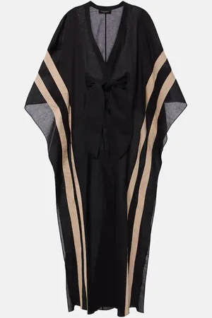 Adriana Degreas Striped cotton chambray kaftan