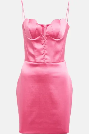Rasario Lace-up satin bustier minidress