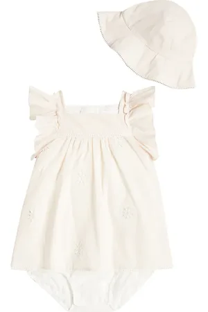 Chloé Baby cotton dress and hat set