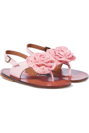 PèPè Floral-applique leather sandals