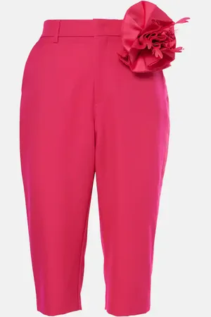 AREA Floral-applique wool capri pants