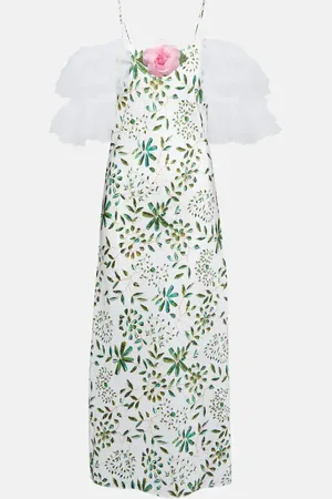 RODARTE Floral-applique silk midi dress