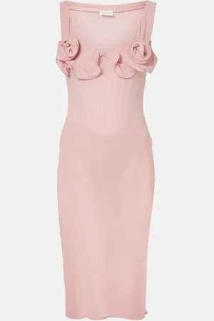 MAGDA BUTRYM Floral-applique silk-blend bustier dress