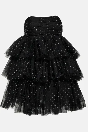 ROTATE Embellished strapless tulle minidress