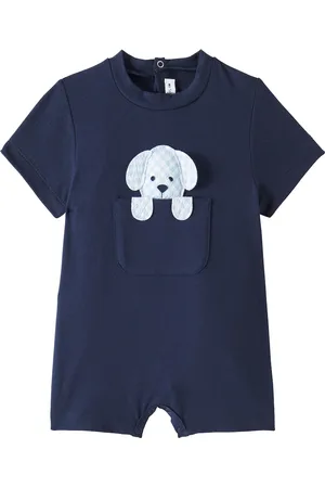 Il gufo Baby applique cotton-blend jersey playsuit