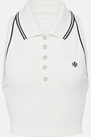 Tory Burch Logo cropped pique polo shirt