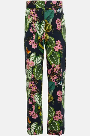 Oscar de la Renta Printed straight cropped poplin pants