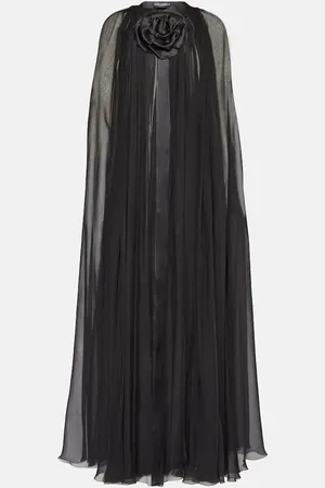 Dolce & Gabbana Floral-appliquÃ© silk chiffon cape
