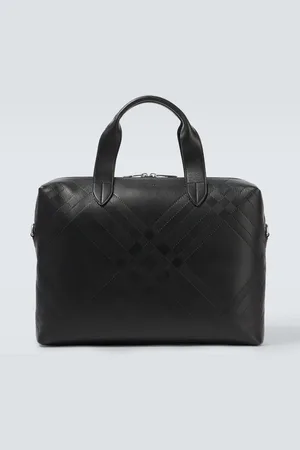 Burberry Check debossed leather briefcase
