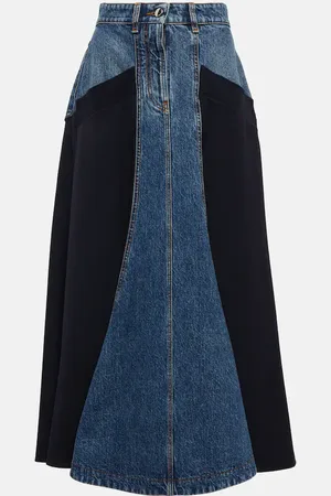Chloé ChloÃ© Denim and wool gabardine midi skirt