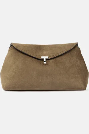 Totême T-Lock suede clutch