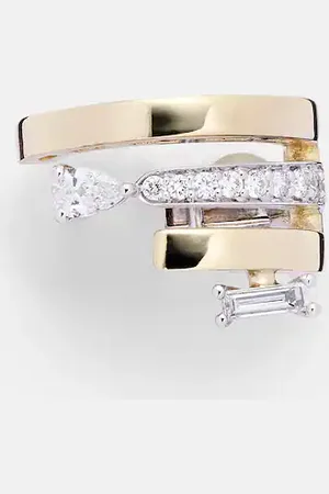 Yeprem Whisper Ear 18kt single ear cuff with diamonds