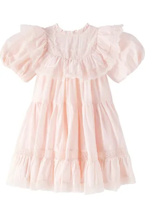 Petite Amalie Tiered lace-trimmed cotton dress