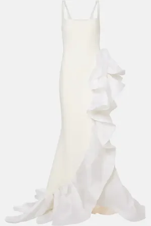 Safiyaa Bridal Yana draped crepe and satin organza gown