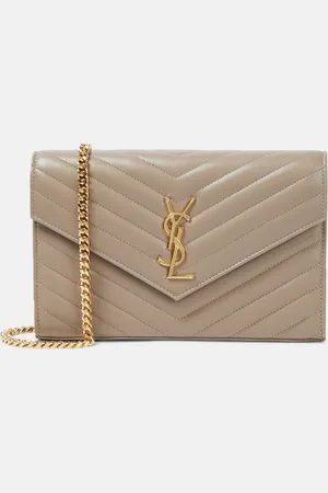 Saint Laurent Cassandre matelasse leather wallet on chain